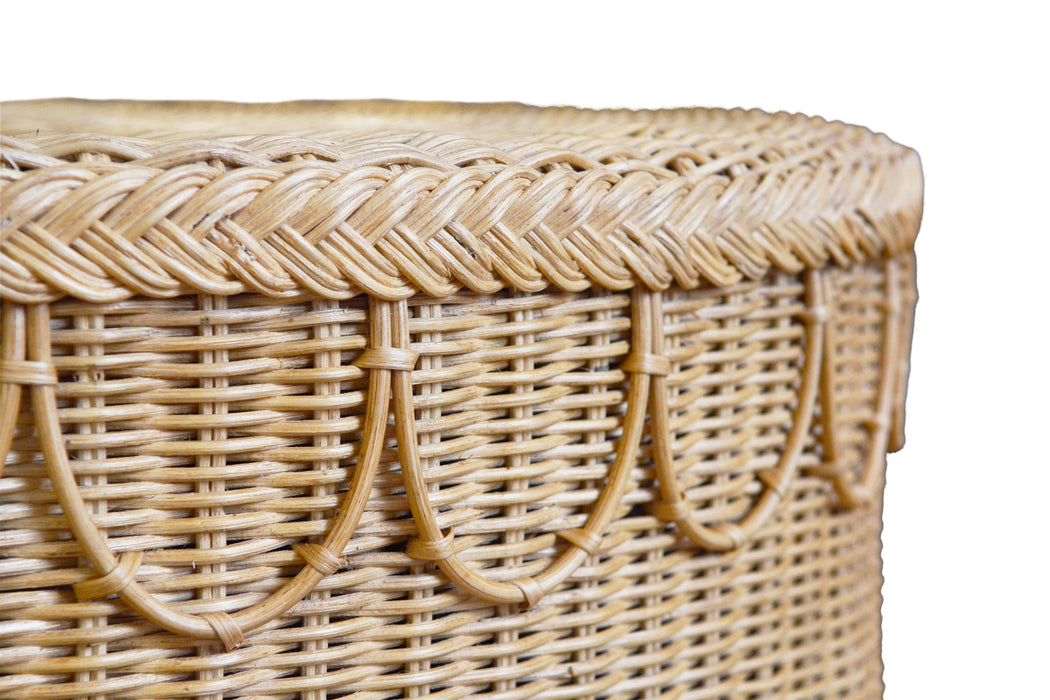 Worlds Away - Giada Round Coffee Table With Scalloped Detail in Natural Woven Rattan - GIADA - GreatFurnitureDeal