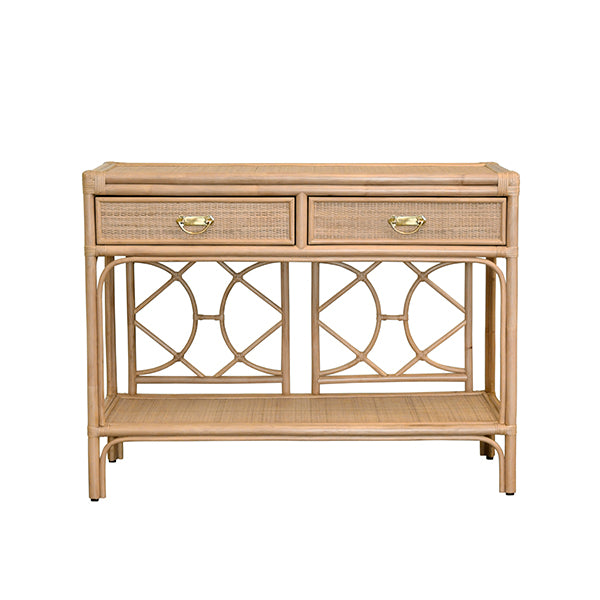 Worlds Away - Granada Four Door Buffet With Mirror Front Doors And Wrapped Rattan - GRANADA NAT - GreatFurnitureDeal
