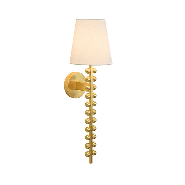 Worlds Away - Gino One Arm Ball Lined Sconce With White Linen Shade - GINO G