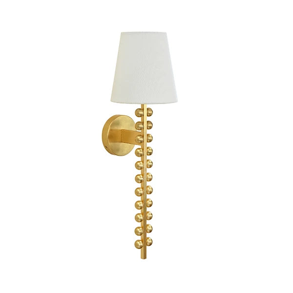 Worlds Away - Gino One Arm Ball Lined Sconce With White Linen Shade - GINO G