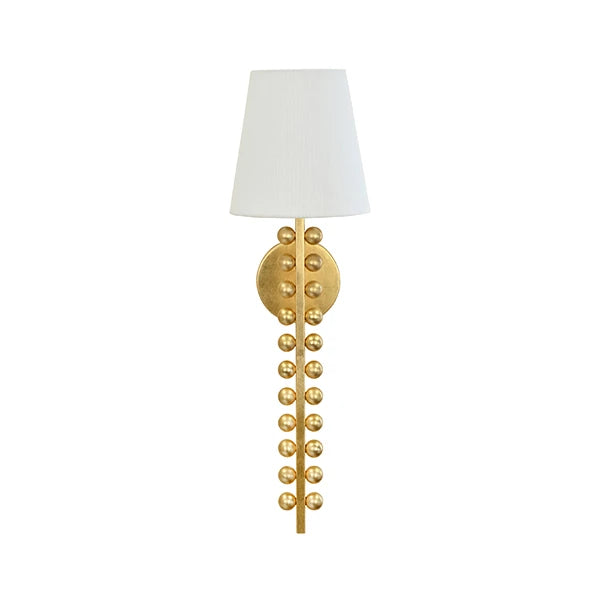Worlds Away - Gino One Arm Ball Lined Sconce With White Linen Shade - GINO G