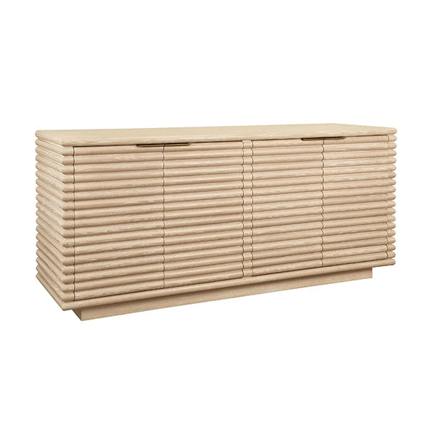 Worlds Away - Giovanni Four Door Large Horizontal Reed Buffet With Antique Brass Hardware In Cerused Oak - GIOVANNI CO