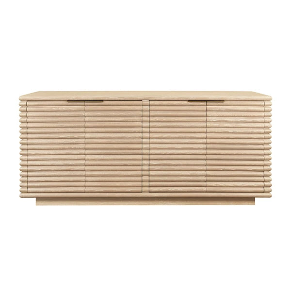 Worlds Away - Giovanni Four Door Large Horizontal Reed Buffet With Antique Brass Hardware In Cerused Oak - GIOVANNI CO