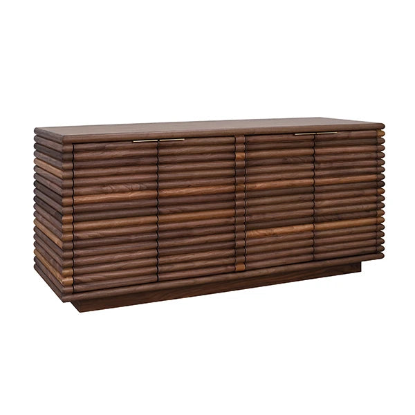 Worlds Away - Giovanni Four Door Large Horizontal Reed Buffet With Antique Brass Hardware In Walnut - GIOVANNI WAL
