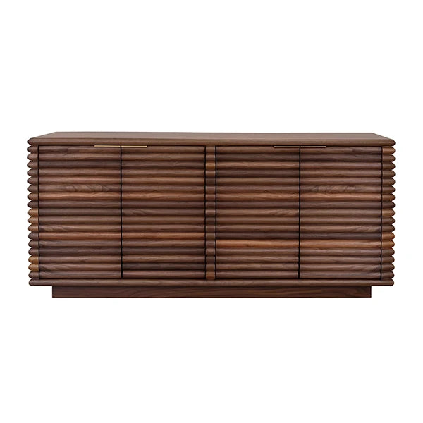 Worlds Away - Giovanni Four Door Large Horizontal Reed Buffet With Antique Brass Hardware In Walnut - GIOVANNI WAL