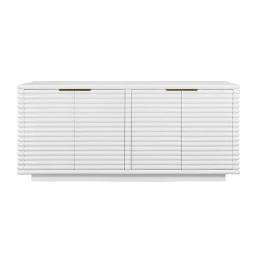 Worlds Away - Giovanni Four Door Large Horizontal Reed Buffet With Antique Brass Hardware In Matte White Lacquer - GIOVANNI WH - GreatFurnitureDeal