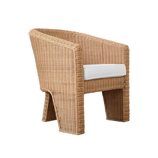 Worlds Away - Giza Rattan Three Leg Lounge Chair with Performance Ivory Linen - GIZA - GreatFurnitureDeal