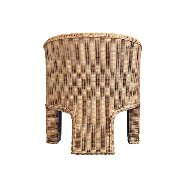 Worlds Away - Giza Rattan Three Leg Lounge Chair with Performance Ivory Linen - GIZA - GreatFurnitureDeal