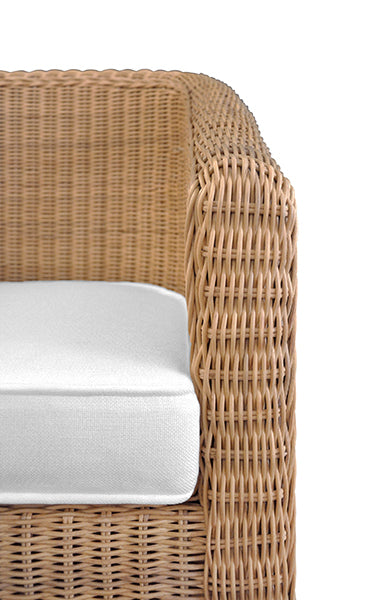 Worlds Away - Giza Rattan Three Leg Lounge Chair with Performance Ivory Linen - GIZA - GreatFurnitureDeal