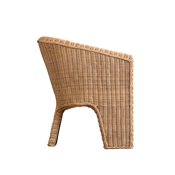 Worlds Away - Giza Rattan Three Leg Lounge Chair with Performance Ivory Linen - GIZA - GreatFurnitureDeal