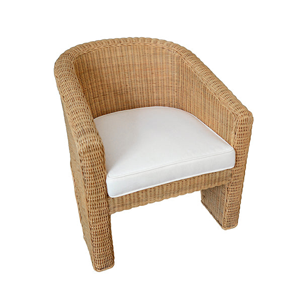 Worlds Away - Giza Rattan Three Leg Lounge Chair with Performance Ivory Linen - GIZA - GreatFurnitureDeal