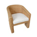 Worlds Away - Giza Rattan Three Leg Lounge Chair with Performance Ivory Linen - GIZA - GreatFurnitureDeal