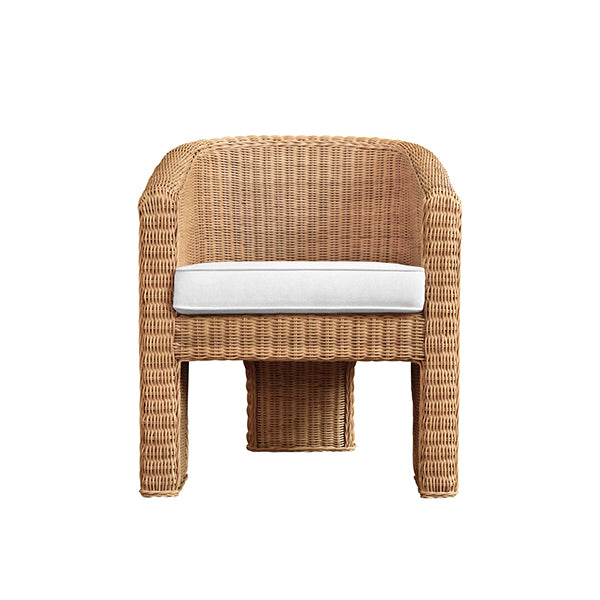 Worlds Away - Giza Rattan Three Leg Lounge Chair with Performance Ivory Linen - GIZA - GreatFurnitureDeal