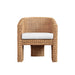 Worlds Away - Giza Rattan Three Leg Lounge Chair with Performance Ivory Linen - GIZA - GreatFurnitureDeal