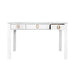 Worlds Away - Curved Front Desk With Three Drawers In White Textured Linen With Satin Brass Ring Hardware And Glass Top - GLADYS WH - GreatFurnitureDeal