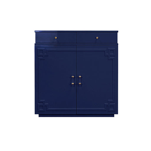 Worlds Away - Glenn Two Drawer, Two Door Cabinet With Acrylic And Brass Hardware In Navy Lacquerr - GLENN NVY - GreatFurnitureDeal