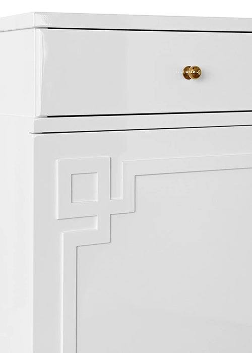 Worlds Away - Glenn Two Drawer, Two Door Cabinet With Acrylic And Brass Hardware In White Lacquer - GLENN WH