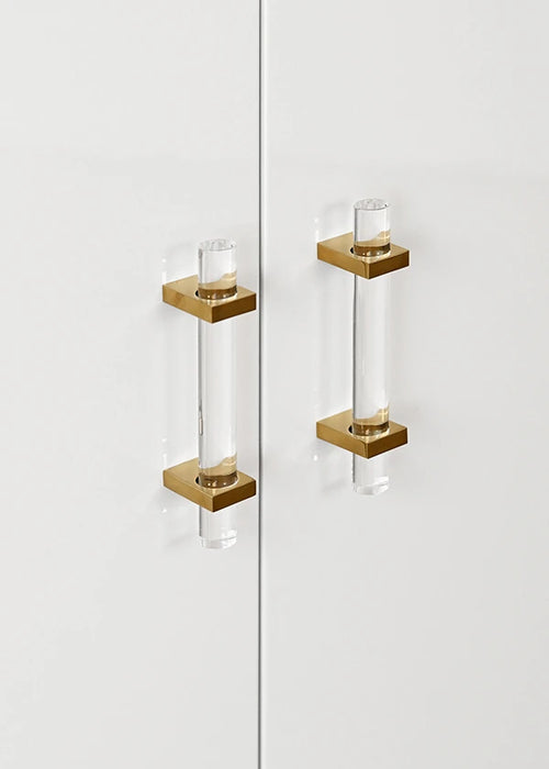 Worlds Away - Glenn Two Drawer, Two Door Cabinet With Acrylic And Brass Hardware In White Lacquer - GLENN WH