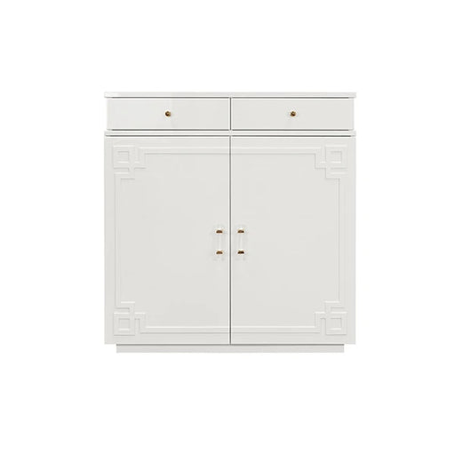 Worlds Away - Glenn Two Drawer, Two Door Cabinet With Acrylic And Brass Hardware In White Lacquer - GLENN WH - GreatFurnitureDeal