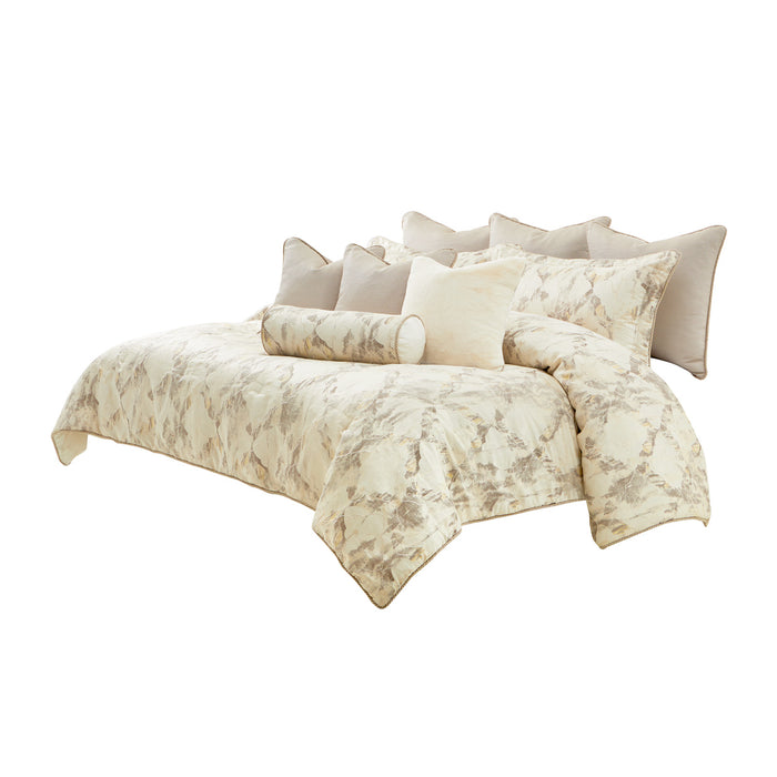 AICO Furniture - Glennridge"10pc King Comforter Set"Frost - BCS-KS10-GLNRG-FRS - GreatFurnitureDeal