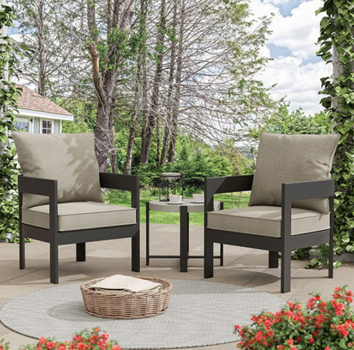 Furniture of America - Lotus 3 Piece Patio Set in Black/Light Brown - GM-1024BK-3PK - GreatFurnitureDeal