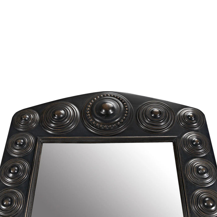 NOIR Furniture - Nanna Mirror in Hand Rubbed Black with Light Brown Trim - GMIR172HB