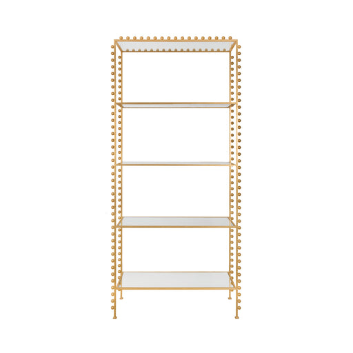 Worlds Away - Ball Lined Etagere With Clear Glass Shelves In Gold Leaf - GOLDIE G - GreatFurnitureDeal