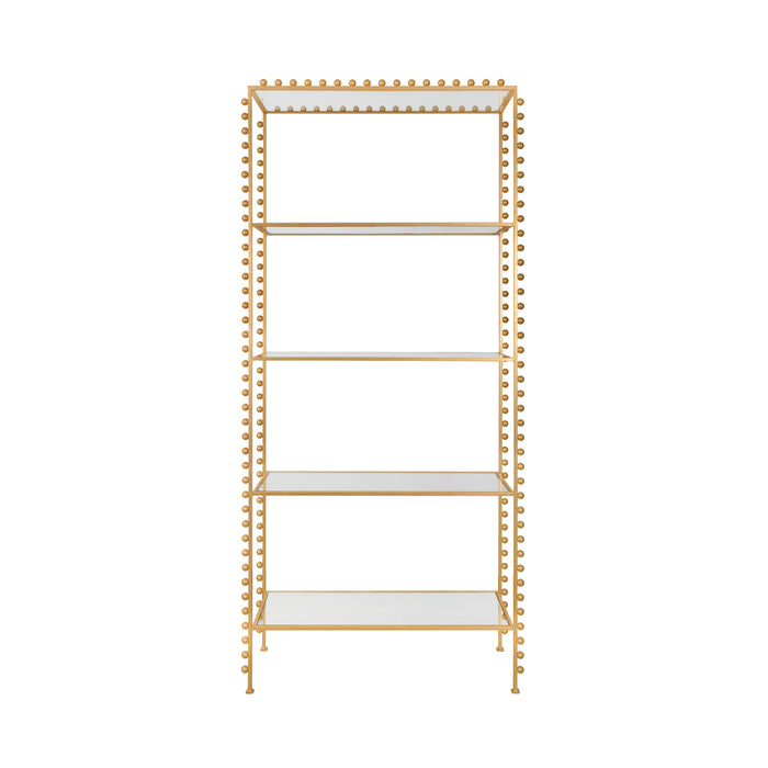 Worlds Away - Ball Lined Etagere With Clear Glass Shelves In Gold Leaf - GOLDIE G - GreatFurnitureDeal