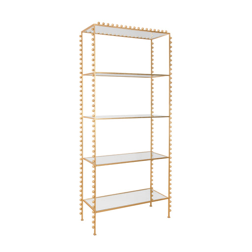 Worlds Away - Ball Lined Etagere With Clear Glass Shelves In Gold Leaf - GOLDIE G - GreatFurnitureDeal