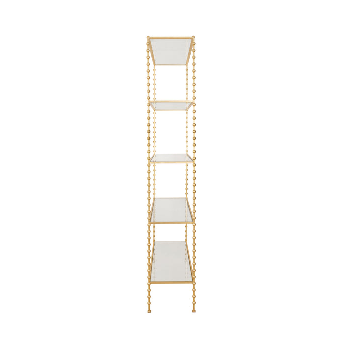 Worlds Away - Ball Lined Etagere With Clear Glass Shelves In Gold Leaf - GOLDIE G - GreatFurnitureDeal