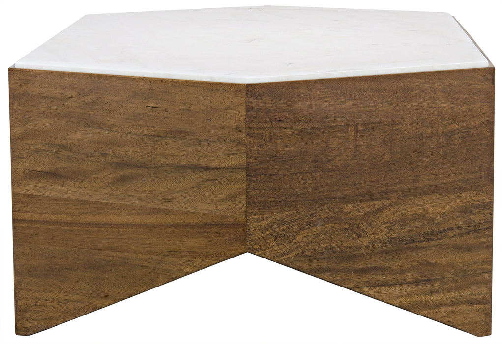 Noir Furniture - Amsterdam Coffee Table, Dark Walnut w-White Stone - GTAB1024DW