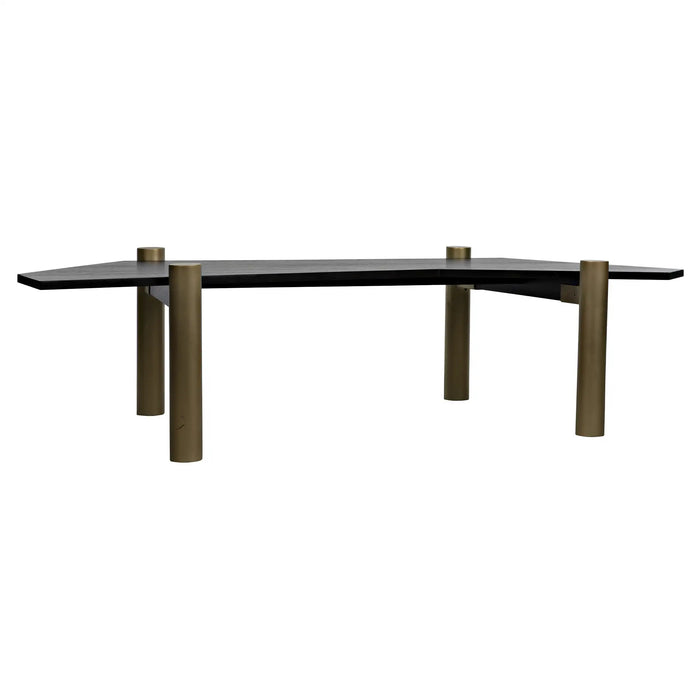 NOIR Furniture - Tabu Coffee Table, Brass Finished Legs with Ebony Walnut Top - GTAB1095MBEB - GreatFurnitureDeal