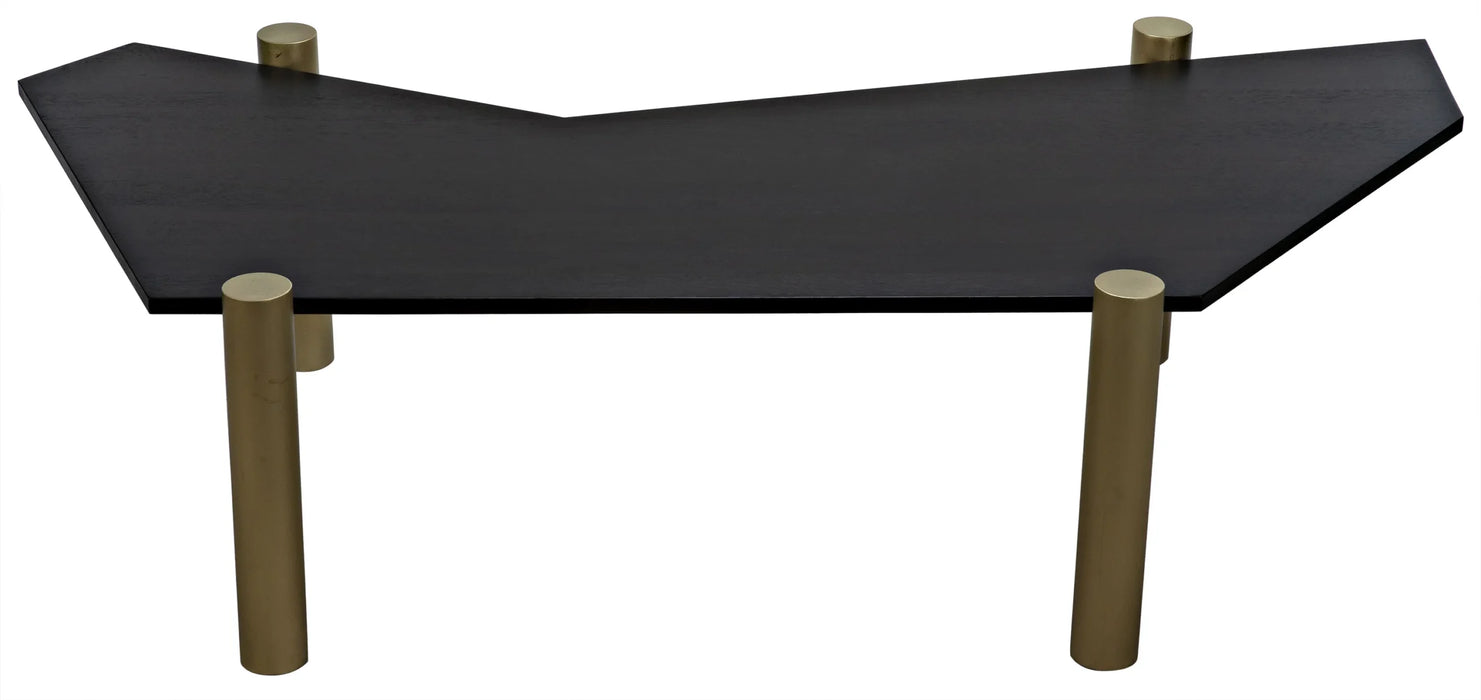 NOIR Furniture - Tabu Coffee Table, Brass Finished Legs with Ebony Walnut Top - GTAB1095MBEB