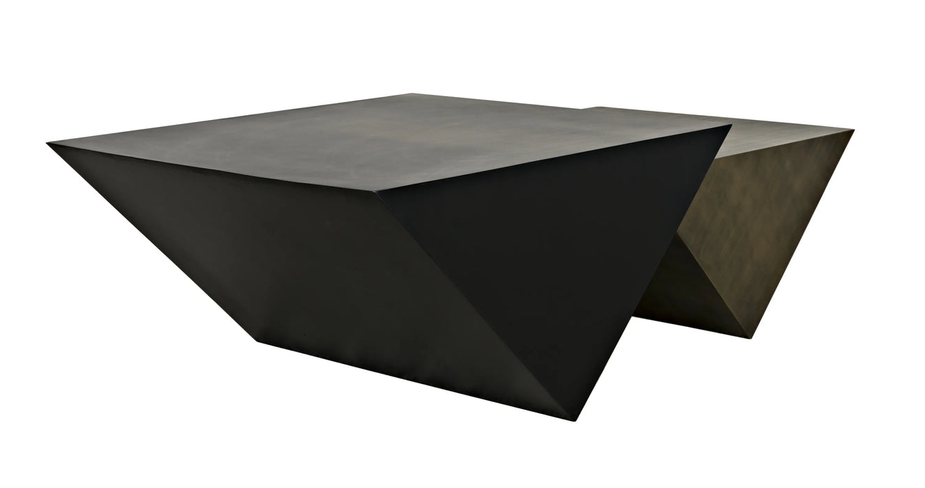 NOIR Furniture - Amboss Coffee Table, Black Metal, Aged Brass Finish - GTAB1104MTB