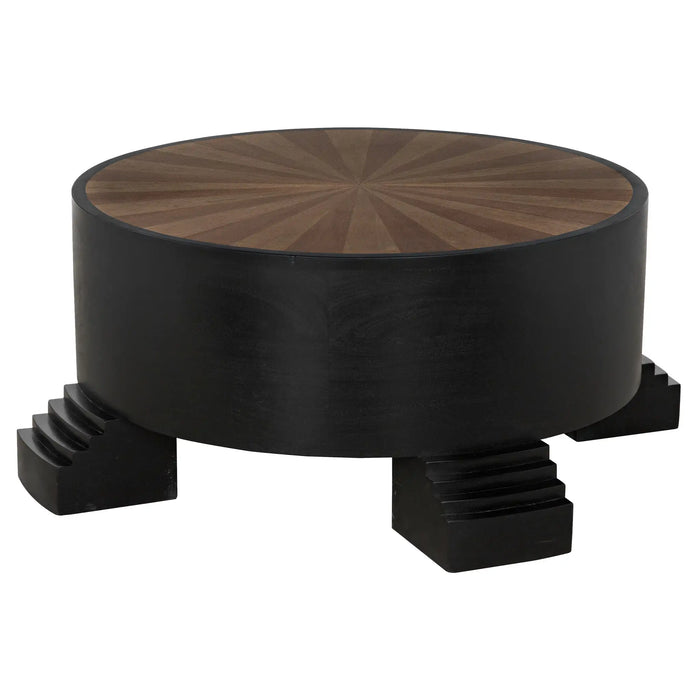 NOIR Furniture - Tambour Coffee Table in Hand Rubbed Black with Veneer Top - GTAB1114HBV - GreatFurnitureDeal