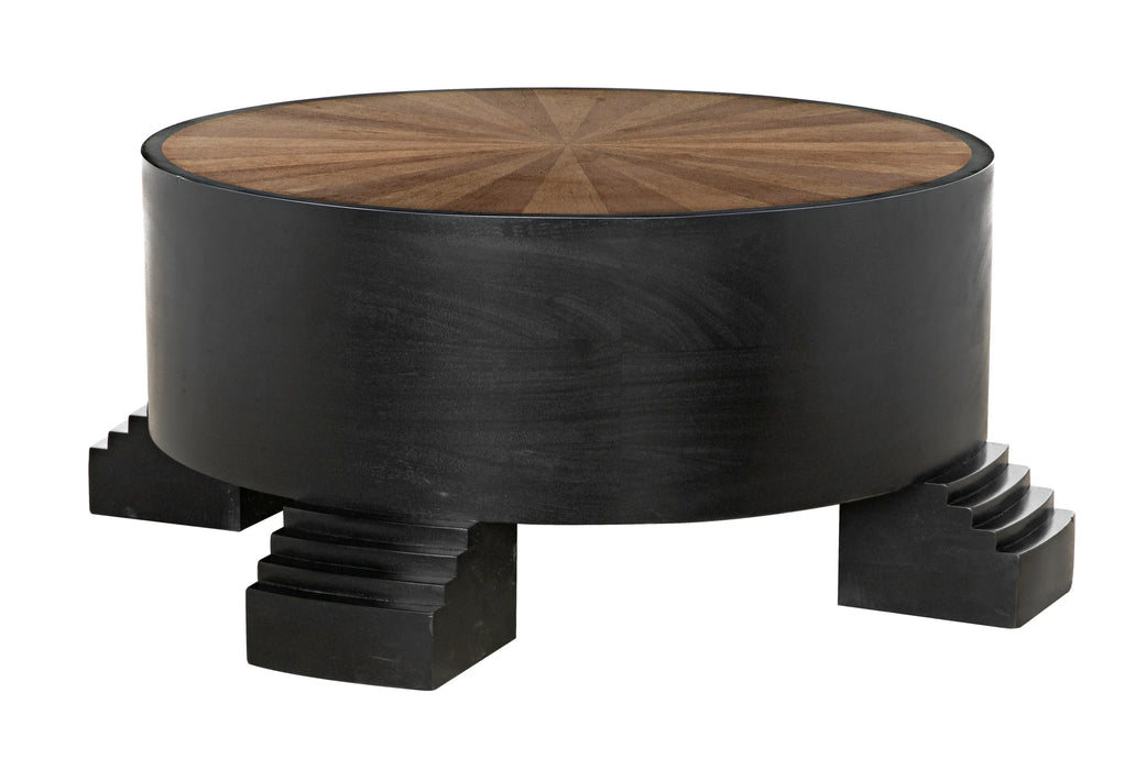 NOIR Furniture - Tambour Coffee Table in Hand Rubbed Black with Veneer Top - GTAB1114HBV - GreatFurnitureDeal
