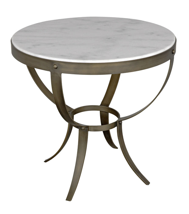 NOIR Furniture - Byron Side Table, Aged Brass Finish with White Marble - GTAB286AB - GreatFurnitureDeal