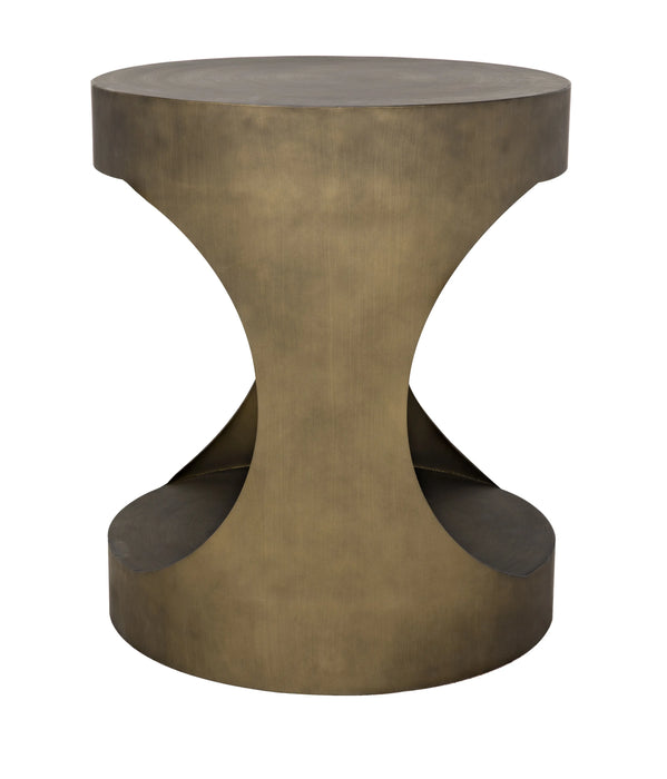 NOIR Furniture - Eclipse Round Side Table, Metal with Aged Brass Finish - GTAB302AB - GreatFurnitureDeal
