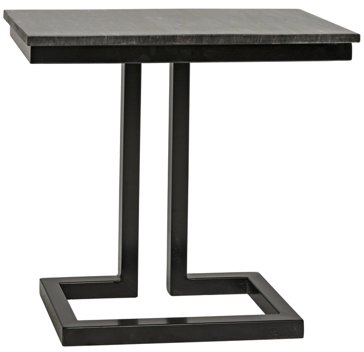 NOIR Furniture - Alonzo Side Table, Black Metal with Marble - GTAB359-ML