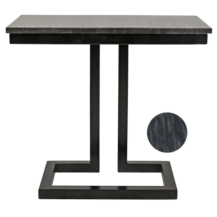 NOIR Furniture - Alonzo Side Table, Black Metal with Marble - GTAB359-ML