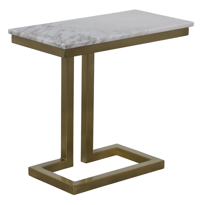 NOIR Furniture - Alonzo Side Table, Quartz, Antique Brass Finish - GTAB359MB