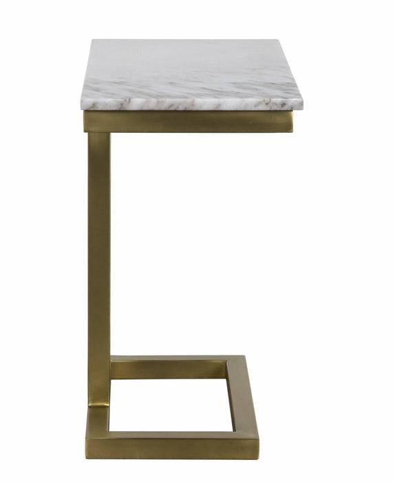NOIR Furniture - Alonzo Side Table, Quartz, Antique Brass Finish - GTAB359MB - GreatFurnitureDeal