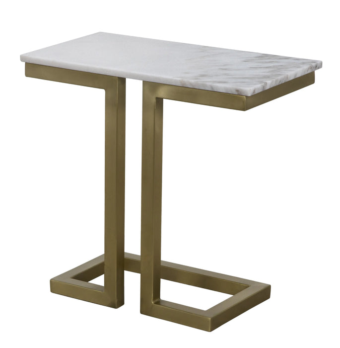 NOIR Furniture - Alonzo Side Table, Quartz, Antique Brass Finish - GTAB359MB - GreatFurnitureDeal