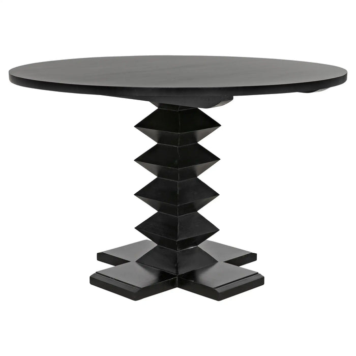 NOIR Furniture - 48" Zig Zag Dining Table, Hand Rubbed Black - GTAB472HB-48 - GreatFurnitureDeal
