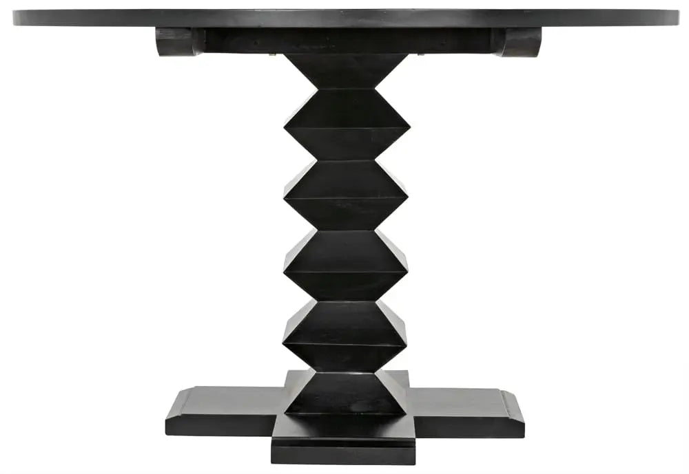Noir Furniture - Zig-Zag Dining Table 48" Diameter in Hand Rubbed Black - GTAB472HB-48 - GreatFurnitureDeal