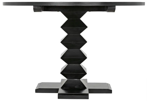 Noir Furniture - Zig-Zag Dining Table 48" Diameter in Hand Rubbed Black - GTAB472HB-48 - GreatFurnitureDeal