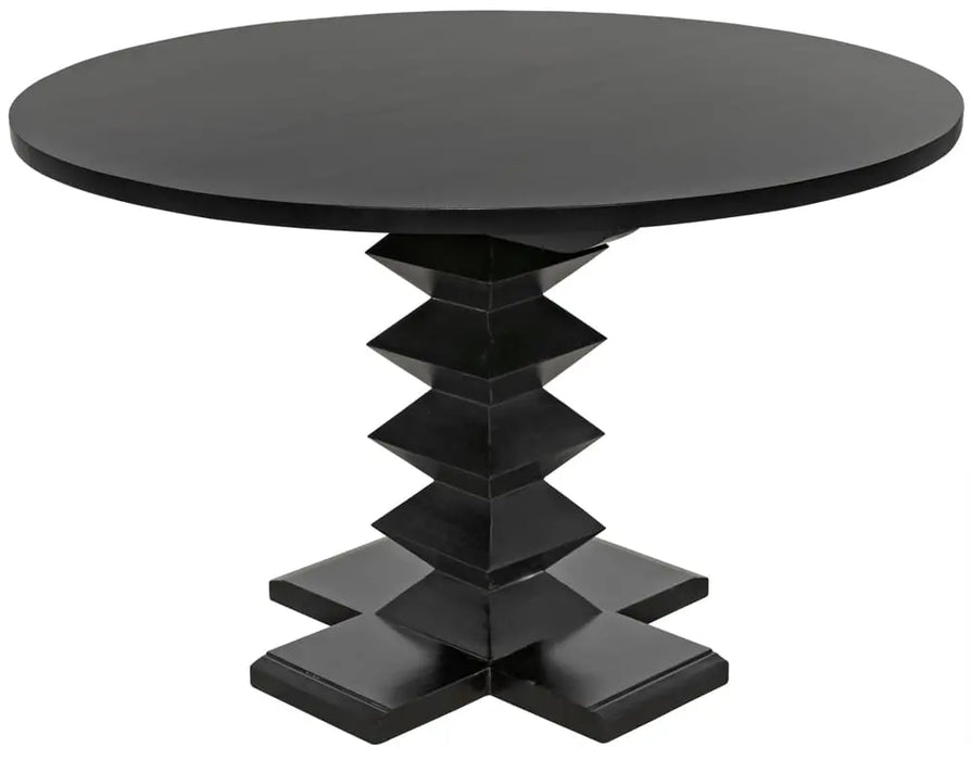 Noir Furniture - Zig-Zag Dining Table 48" Diameter in Hand Rubbed Black - GTAB472HB-48 - GreatFurnitureDeal