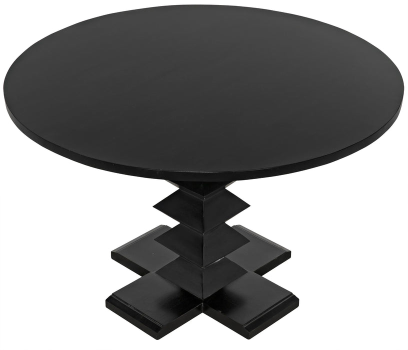 NOIR Furniture - 48" Zig Zag Dining Table, Hand Rubbed Black - GTAB472HB-48
