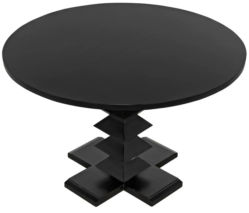 Noir Furniture - Zig-Zag Dining Table 48" Diameter in Hand Rubbed Black - GTAB472HB-48 - GreatFurnitureDeal