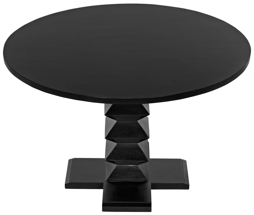 NOIR Furniture - 48" Zig Zag Dining Table, Hand Rubbed Black - GTAB472HB-48